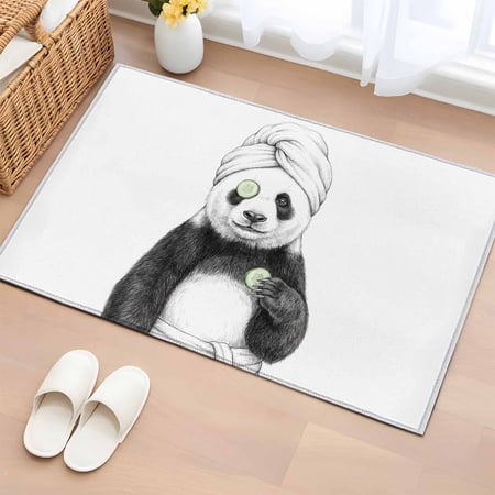 Rectangle Rug 2x3ft Area Rug, Cute Panda Bath Wrap SPA Area Rugs for Living Room Bedroom, Funny Animal Art Floor Mat Non-Shedding Non-Slip Carpet Indoor Accent Rugs