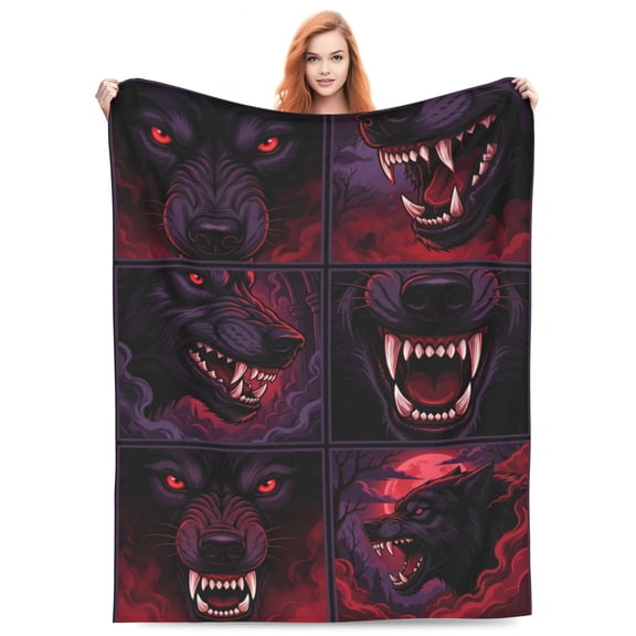 Wolf Blanket, Soft Warm Cozy Wolf Throw, Plush Fleece Fuzzy Blanket, Halloween Gifts, Couch Bed Sofa Home Decor 50x40