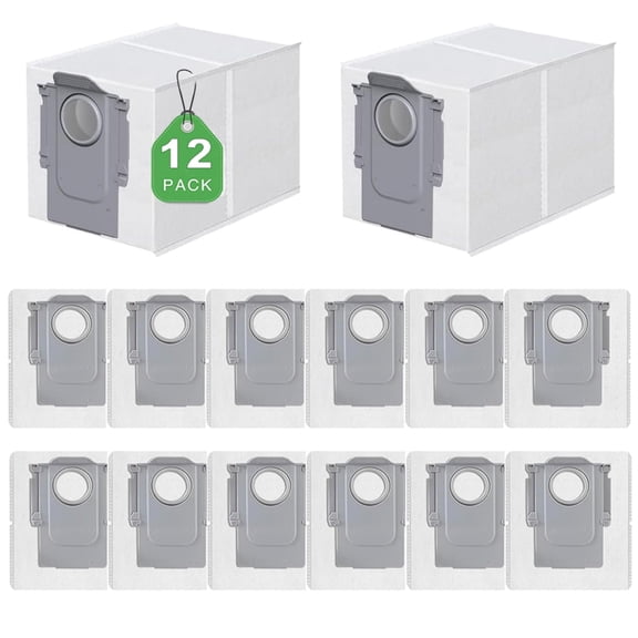 12 Pack Dust Bag Compatible with Roborock Qrevo/Saros 10R/Qrevo s pro/Qrevo Curv | Qrevo S5V/QV 35A/QV 35S/QRevo S/Qx Revo/Qrevo Plus/MaxV/Master/Curv S5X/Edge S5A Robot Vacuum Cleaner