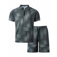 thumbnail image 5 of Bpmpbo Men's Short Sets Outfits 2 Piece Summer Short Sleeve Polo Shirt and Shorts Set Casual Sport Suit，Man Gradation Short Sleeve Shorts Two-piece Movemet Fallow Set, 5 of 9
