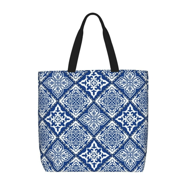 Easygdp Stylized Flowers Vintage Boho Bolsa Tote para Mujer, Bolso de Hombro para Trabajo, Playa, Viajes, Compras y Supermercado