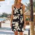 thumbnail image 1 of Karight Robes Mini Plissées Bohèmes d'Été pour Femmes à Col Rond, Hawaïennes Imprimées, Sans Manches, Robe Débardeur, Vêtements de Plage et de Vacances, 1 of 5
