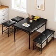 thumbnail image 1 of Dining Table Set for 4 with Upholstered Bench, Stools & Storage, Rustic Metal & Wood, 1 of 8