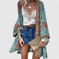 thumbnail image 3 of Jesscasday Women's Long Sleeve Swimsuit Cover Up Floral Print Beachwear Long Sleeve Blouse, 3 of 12