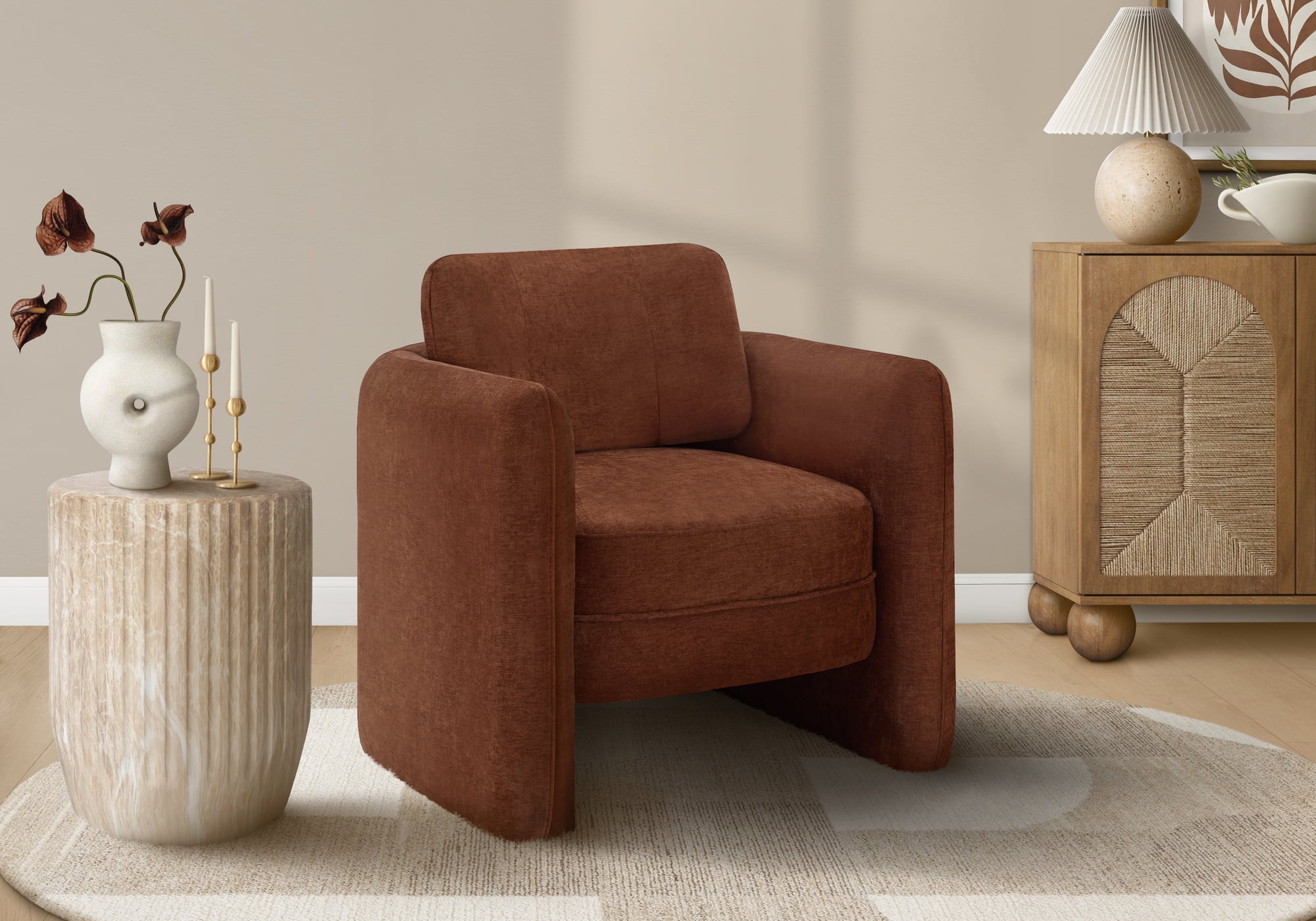 Monarch Specialties I 8097 Accent Chair, 32"H, Bedroom, Terracota Fabric