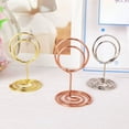 thumbnail image 2 of BESTSKY Table Number Holders,Metal Memo Holder Place Card Holders,Desktop Round Business Card Holder Card Display Stand,Gold,Style3, 2 of 3