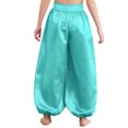 thumbnail image 2 of Miutii Kids Girls Satin Harem Pants Belly Dance Costume Tribal Arabic Princess Wide Leg Trousers Light Green 12, 2 of 5