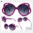 thumbnail image 2 of Womens Scribble Petal Rim Plastic Round Cute Feminine Sunglasses Fuchsia - Smoke, 2 of 8