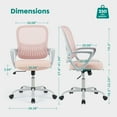 thumbnail image 3 of edx Ergonomic Office Chair, Mesh Desk Chair with Fixed Armrests for Home Office Standing Desk, Pink, 3 of 7