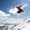 Skier In The Air, variant on Elephant Stock Carpathian Mountains Skiing Wall Art - Horizontal Canvas Wall Art - Living Room Wall Decor - Sports Canvas - Red And Blue Decor - 12" x 8"