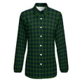 thumbnail image 4 of Blue Green Plaid Blouse Long-Sleeve Checkerboard Kawaii Blouses Woman Streetwear Oversized Shirt Custom Top Birthday Present, 4 of 7