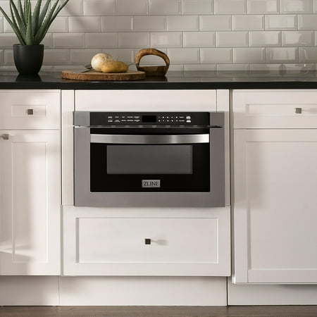 ZLINE - 24" 1.2 cu. ft. Built-in Microwave Drawer in Black Stainless Steel - Black