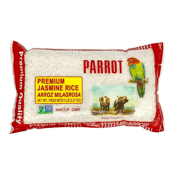 Parrot Premium Non GMO Jasmine Rice 5 lbs (Pack of 14)