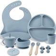 thumbnail image 2 of Juego de vajilla para niños, plato de silicona con tenedor, cuchara, cuchara para bebé, cuenco de suplemento, suministros para alimentación de bebés, juego de diez piezas, 2 of 6