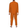 thumbnail image 5 of Mens Pajamas Set - Dark-Orange Comfy Long Sleeve Button Up Pajama Sets for Men 2 Piece, Soft Sleepwear Nightwear Pjs Lounge Sets for Men with Pockets, 5 of 5