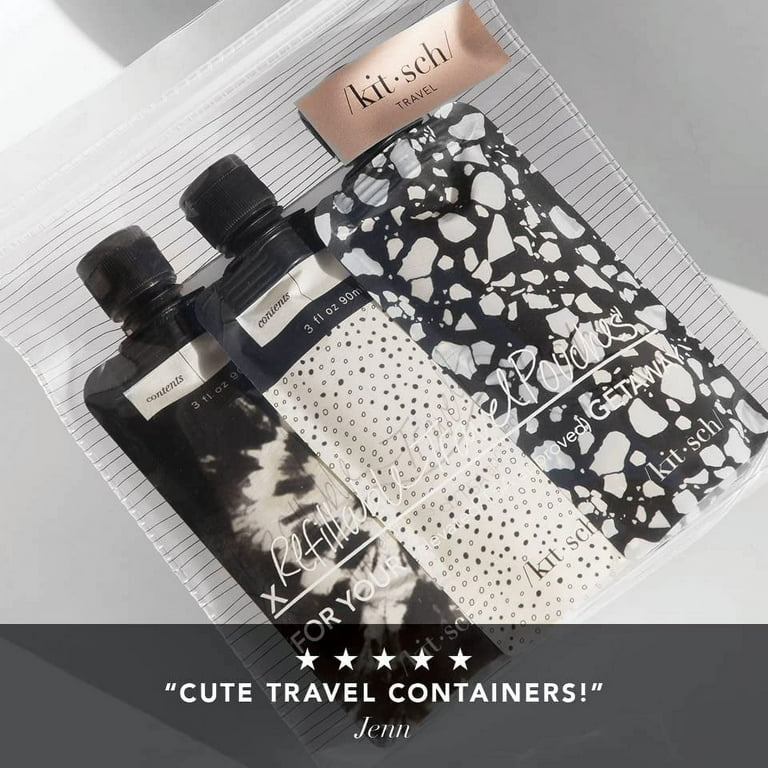 Kitsch Travel Containers, 3oz, Refillable Set, Leak Proof, Black