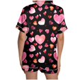 thumbnail image 4 of KKBOTIVE Satin Silk Valentine's Day Pajamas Set for Women Heart Print Short Sleeve Tops and Shorts 2 Piece Outfits Sleepwear Soft Cozy Loungewear for Womens ( 10-Black Size: M ), 4 of 6