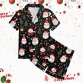 thumbnail image 4 of sdbrld Kids Girls Christmas Pajama, 2Pcs Soft Stretch Button Down Pjs Short Sleeve Sleepwear and Shorts Matching Set Sizes 12-13 Years, 4 of 5