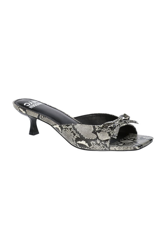 Women's Faux Snakeskin Kitten Heel Sandals with Bow
