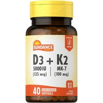 Vitamin D3 K2 | 40 Quick Release Softgels | 5000 IU | For Men and Women | by Sundance