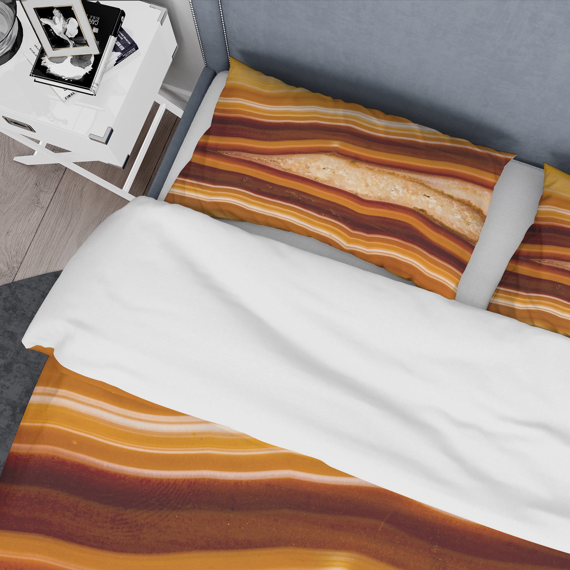 Designart 'Orange Geode Chrystal' Abstract Duvet Cover Set