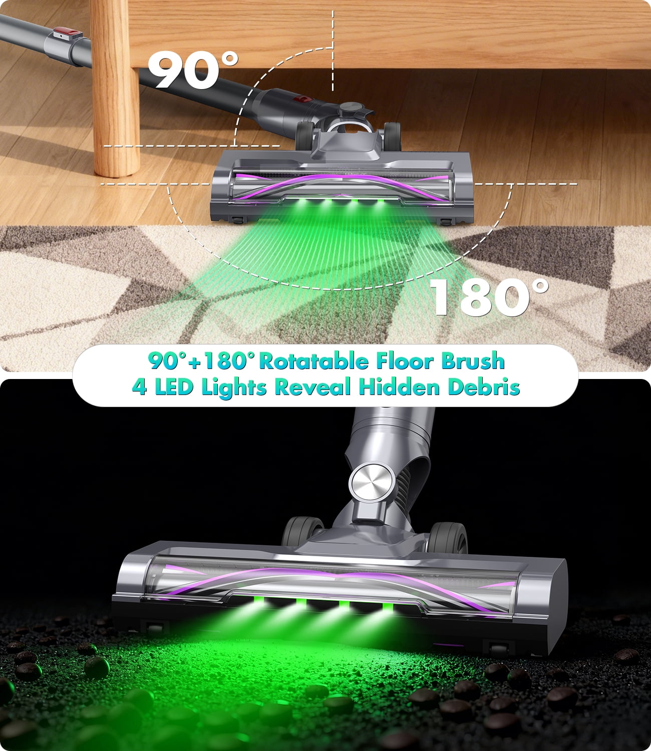 Vexwin 55Kpa Cordless Stick Vacuum Cleaner 60Mins 600W Brushless Motor for Pet Hair Carpet