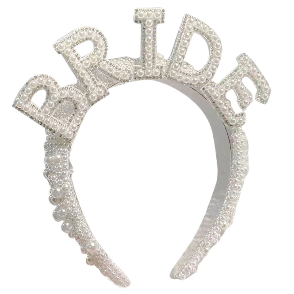Bachelorette Party Decorations Pearl Bride Headband White Headpiece Bridal  Shower Gift, Bridesmaid Favors 