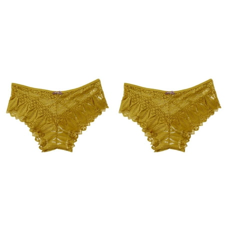 (2-Pack) Rinsvye Panties for Women Crochet Holiday for Women Plus Size Lace Up Panty Sexy with Garter Belt and Stockings Sexy Hollow Out Underwear