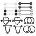 thumbnail image 2 of Pierced Jewelry Rings Stainless Steel Straight Barbell for Men Women, 2 of 3