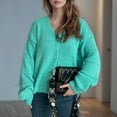 thumbnail image 6 of Women's Casual Solid Color V Neck Button Knit Cardigan Coat Cardigans Dress Holiday Cardigans for Women Long Cute Sweaters Creme Cardigans Women's Cardigan Sweatshirt Duster Cardigan for Women Womens, 6 of 8