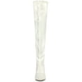 thumbnail image 2 of BLISSFUL STEP Women's Glitter Pointed Toe Stiletto Heels Over the Knee High Boots White 6, 2 of 8