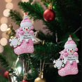 thumbnail image 4 of 2 adornos colgantes de Navidad muñeco de nieve Macarena colgante rosa, 4 of 7