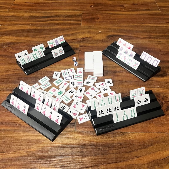 Mahjong Tile Set ,144 Tiles Mahjong Set with 4 Racks & Carrying Bag, Protable Travel Mahjong Game Set for Family Party & Beginners, Complete Families Game Suit 4 Players