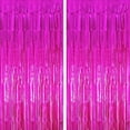 thumbnail image 1 of Chainplus 3 ft x 8 ft Metallic Tinsel Foil Fringe Curtains for Party Photo Backdrop Wedding Decor (2 Pack, Rose red), 1 of 6