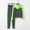 thumbnail image 5 of YUGYXL Sweatsuits for Women 2 Piece Thin Fleece Outfits Casual Color Block Zip Up Hoodie Sweatshirt and Sweatpants Leisure Jogger Tracksuit Set Gift for Wife Green,M, 5 of 10