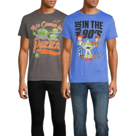 Toy Story Men's & Big Men's 90's & Pizza Graphic T-shirt, 2-Pack, Sizes S-3XL
