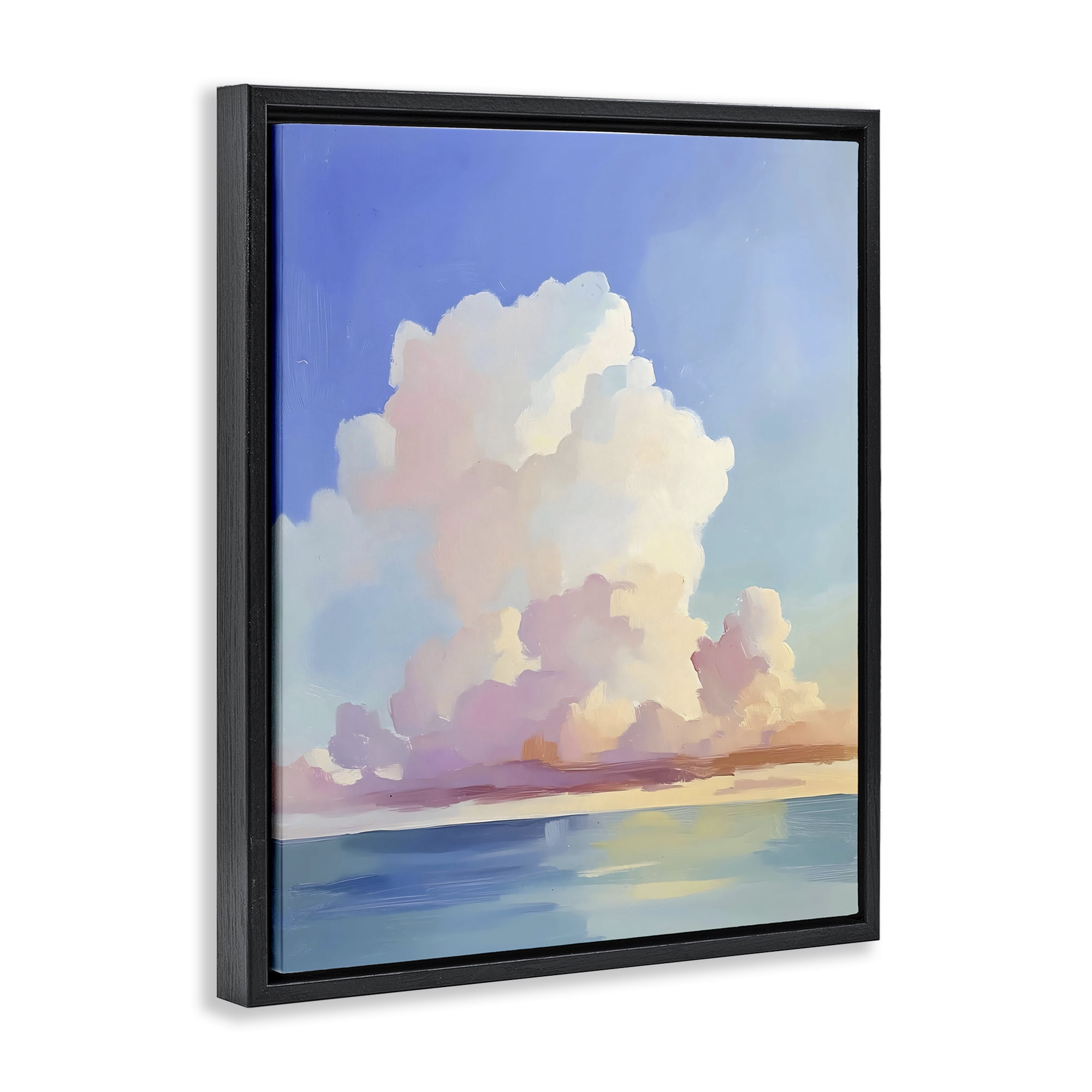 Stupell Industries Dreamy Pastel Clouds over Sea Black Framed Floater Canvas Wall Art, design by The Prints Vibe