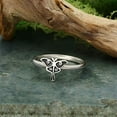 thumbnail image 3 of Solid 925 Sterling Silver Lunar Moth Ring - Nature Moth Bug Butterfly Ring - Oxidized 2 Tone Blacked Precious Silver Ring (Size 8), 3 of 5
