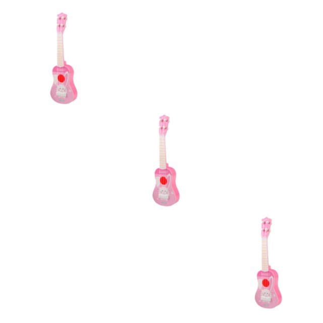 Bewildely Instrumento Musical de plástico respetuoso con el medio ambiente, seguro para niños, ukelele, instrumento Musical, conejo rosa Type1 NO1