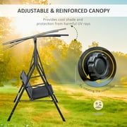Outsunny Outdoor Patio Swing Chair with Adjustable Canopy, Black