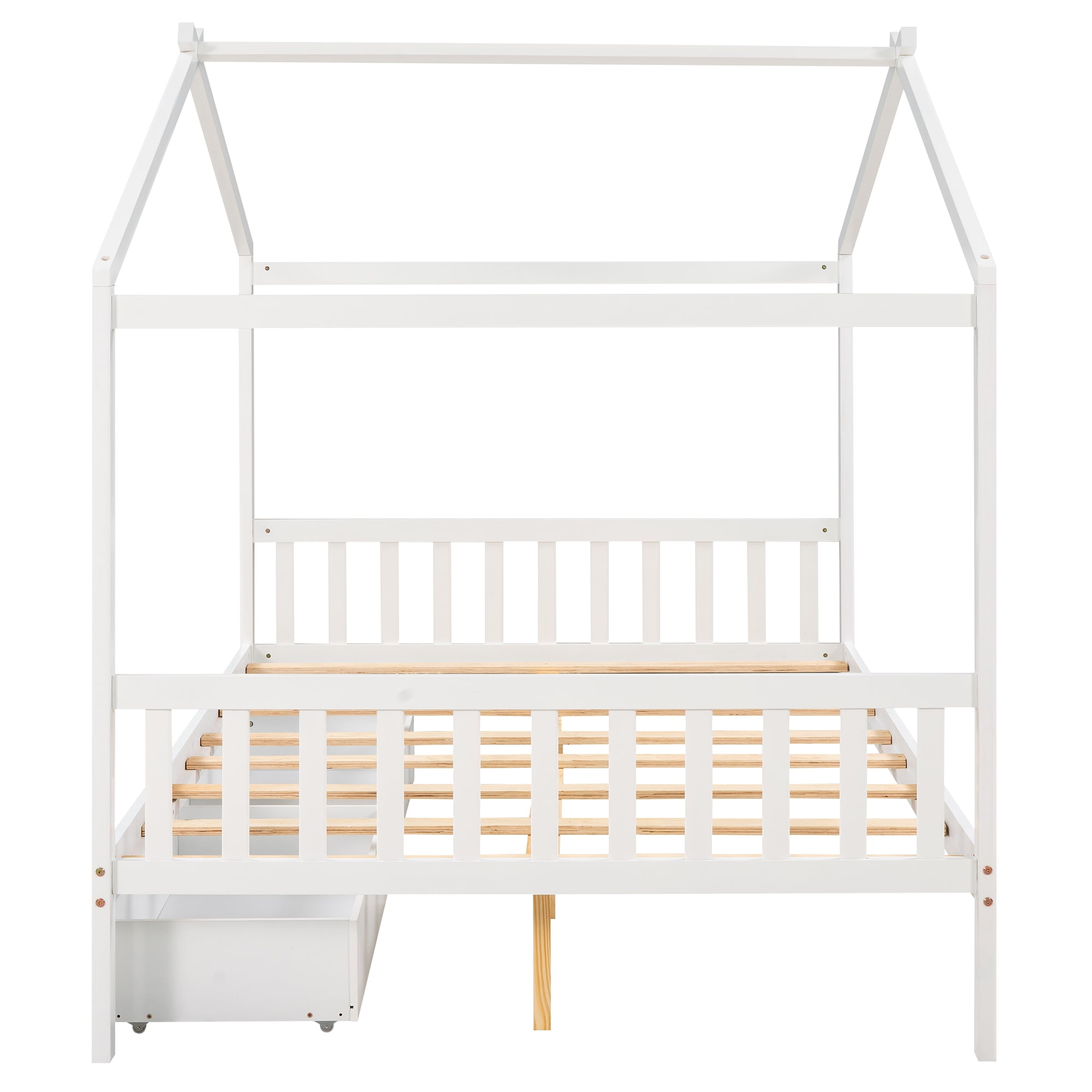 Wooden House Canopy Bed Frames Easy Assembly Wooden Slat Mattress Foundation House Platform Bed With Headboard Footboard Roof Design House Platform Bed For Bedroom