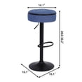 thumbnail image 3 of Blue Linen Round Bar Stool Set, 360° Swivel and Hidden Storage Space / Ideal for Dining and Living Areas, 3 of 7