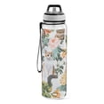 thumbnail image 2 of Cats Flowers Leaves Sports Water Bottle Portable Travel Mug 32oz BPA Free Leak Proof Straw Transparent Tritan for Gym Yoga Cycling Camping, 2 of 7