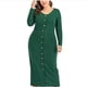 thumbnail image 4 of Vestido informal ajustado con escote en V y botones a presión para mujer, 4 of 6
