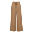 thumbnail image 5 of Women Tie Waist Pleated Wide Leg Trousers Sevevn High Waist Flowy Loose Fit Dress Pants With Side Pockets, Varied Solid Color Options For Office Work Dating Vacation And Everyday Casual Dressing, 5 of 7