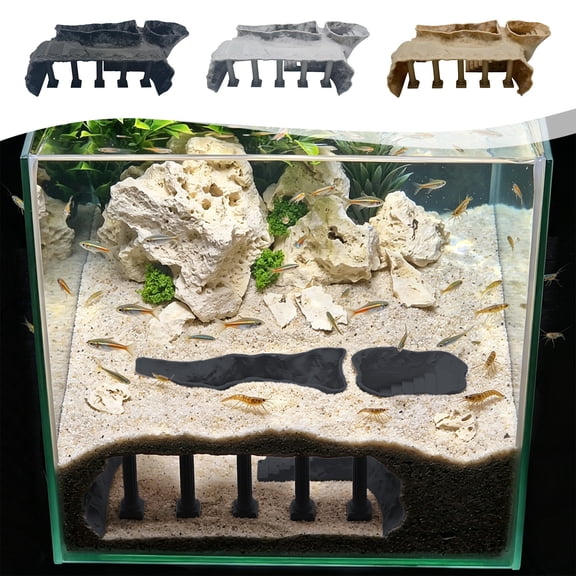 FastXmas Aquarium Underground Tunnel Cave Natural Curve Two Hole Viewing Fish & Shrimp Under Gravel Tunnel Fish Tank Decoration Hideout Perfect for Corydora Catfish, Kuhli Loach,Pleco(Black)