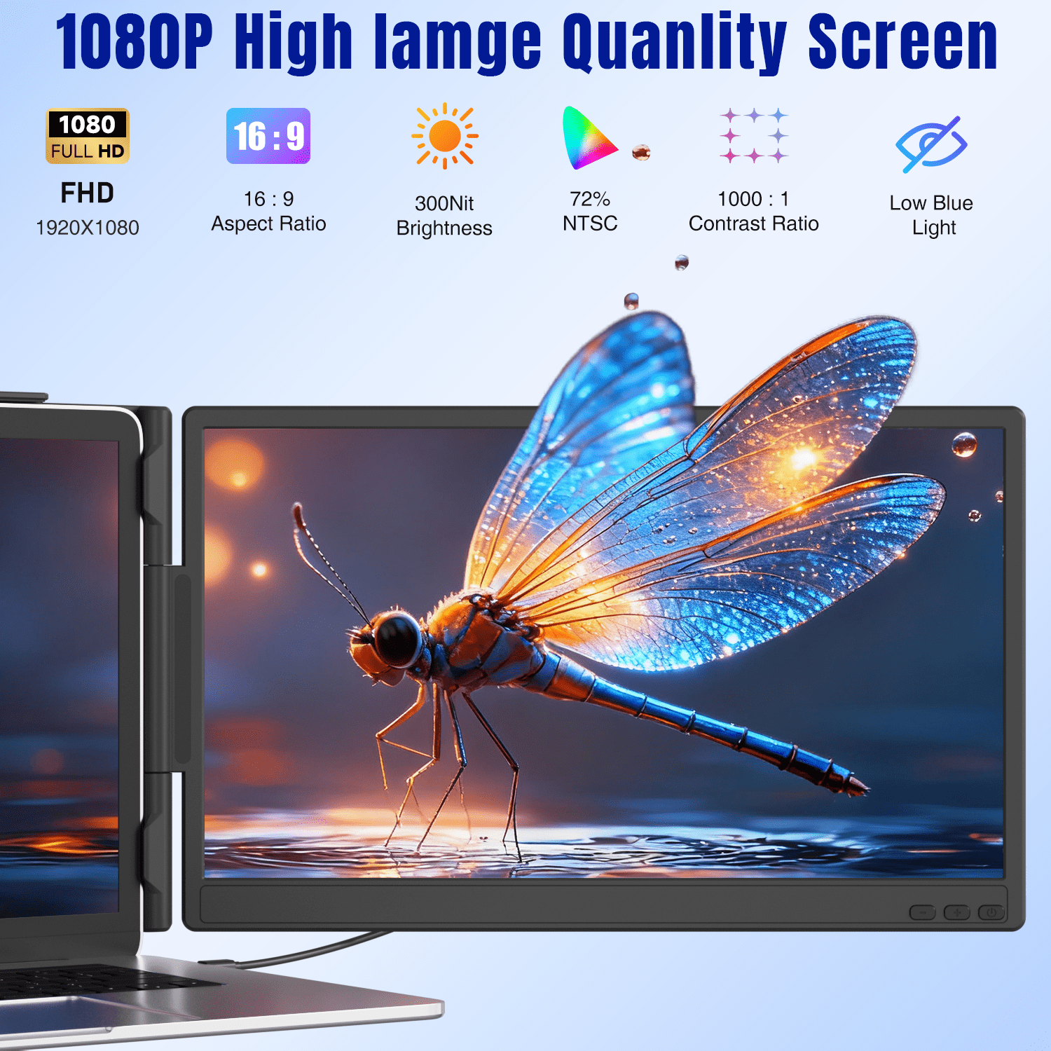 Laptop Screen Extender 14", FHD 1080P IPS Laptop Monitor Extender, Portable Monitor for Laptops 13-17" with USB-C/HDMI Port, Plug n Play for Windows/Mac/Android/Switch/PS5