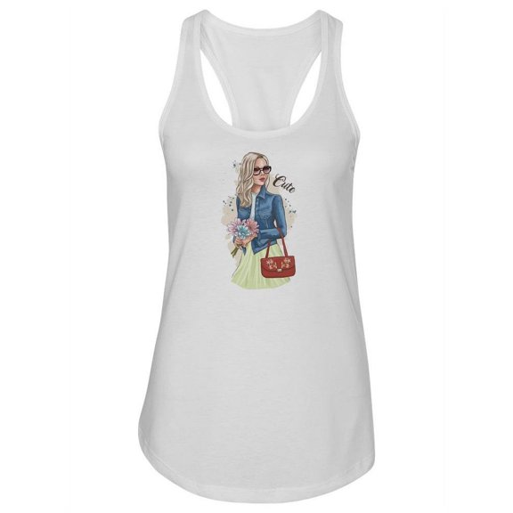 A Woman With Flowers Tank Women -Image by Shutterstock, Female XX-Large