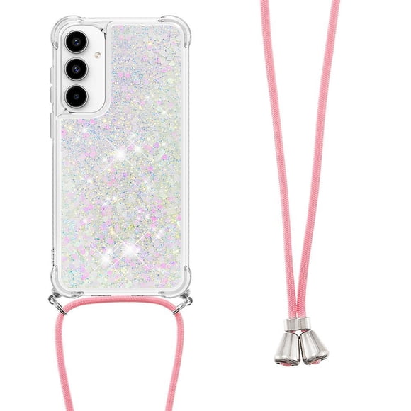 Funda FOXDOCK para Samsung Galaxy A55 con Cuerda Ajustable, Brillo Líquido, Protección Antigolpes y Lente – Ideal para Regalo