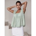thumbnail image 5 of LMLYSoH Women Tank Top, Sleeveless Tops Square Neck Lace Trim Button Closure Summer Streetwear, 5 of 9